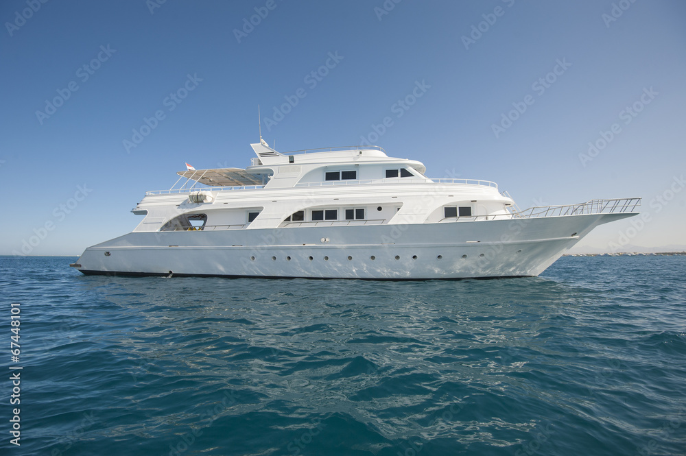 Private motor yacht at sea