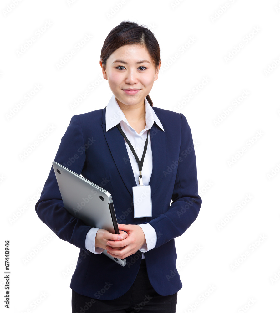 Asian business woman with laptop computer Asian business woman with laptop computer