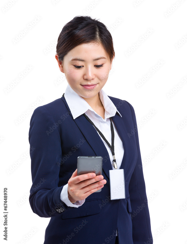 Business woman use cellphone for text message Business woman use cellphone for text message