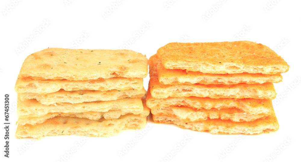 Delicious crackers isolated on white Delicious crackers isolated on white