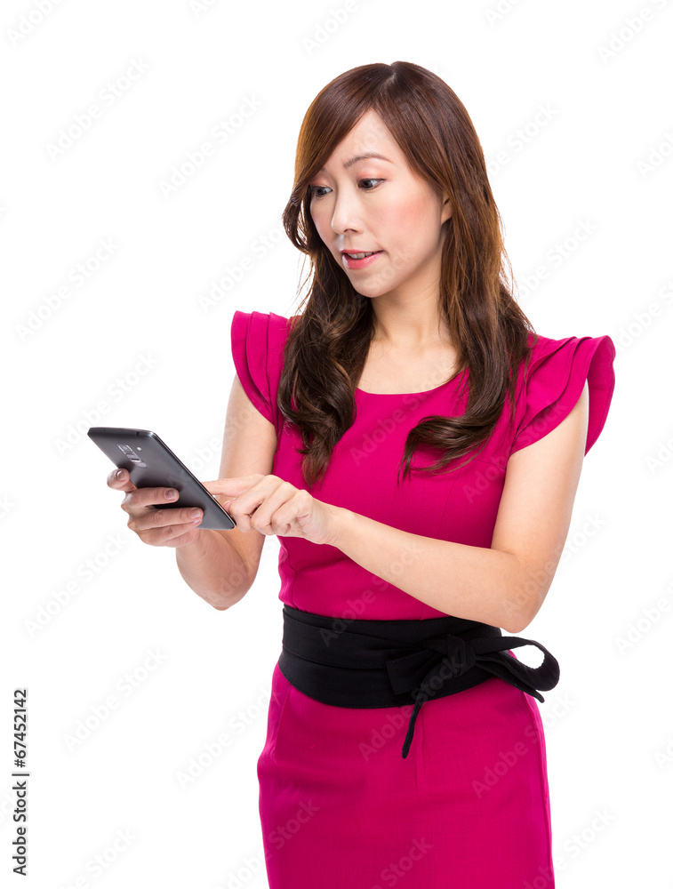 Business woman touch on mobile phone Business woman touch on mobile phone