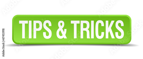 tips and tricks green 3d realistic square isolated button