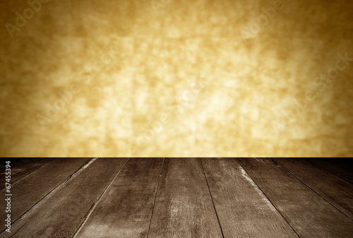 wooden and orange wall blur background