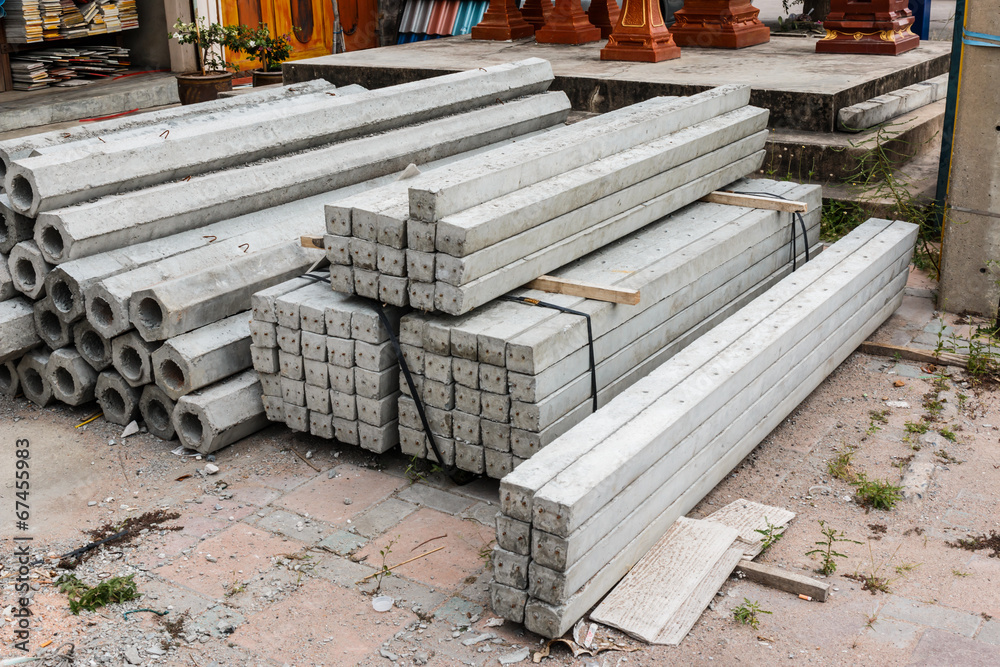The pile of hexagon and square concrete foundation piles. The pile of hexagon and square concrete foundation piles.