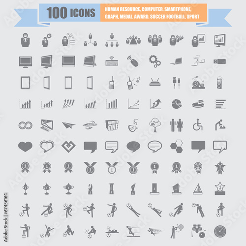 100 Universal Standard Icons vector