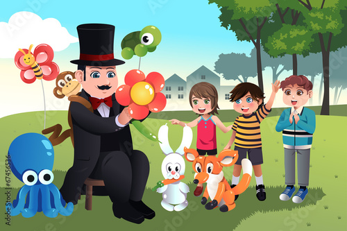 Balloon makers making balloons