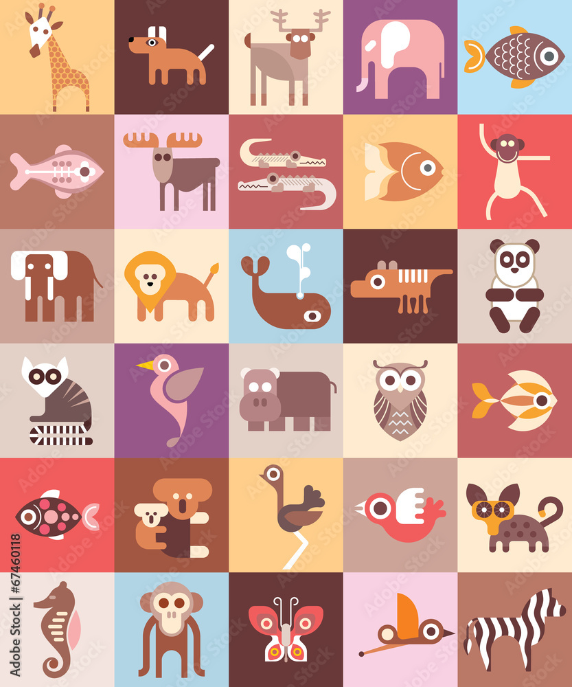 Fototapeta premium Zoo Animals vector illustration