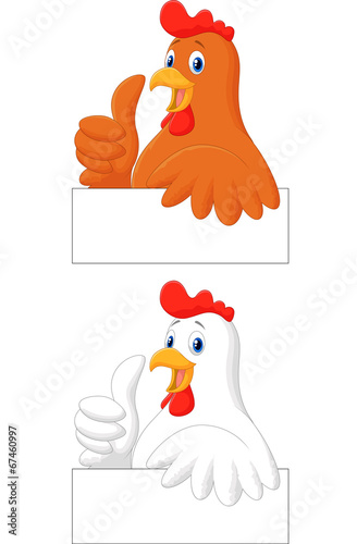 Rooster cartoon giving thumb up