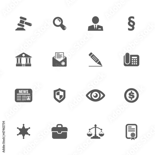 Justice icons set.