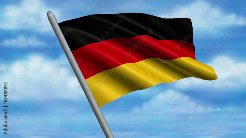 Looping German flag animation with sky background Looping German flag animation with sky background