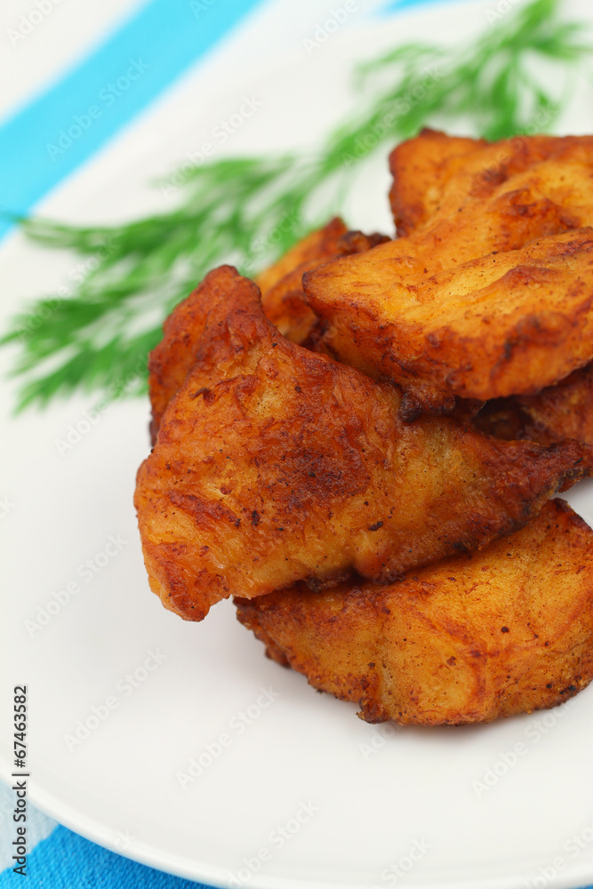 Fried cod, close up