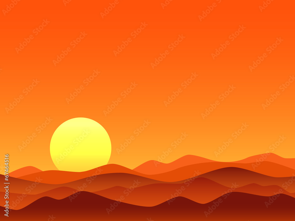 Obraz premium Red desert bright sunrise