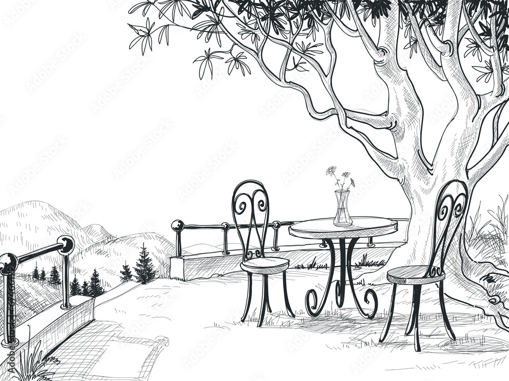 Restaurant terrace sketch