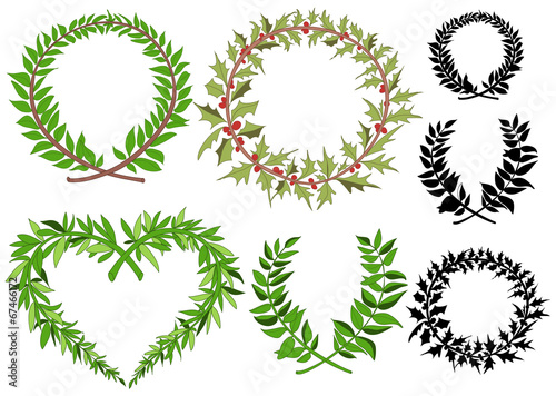 Laurel wreaths vector set