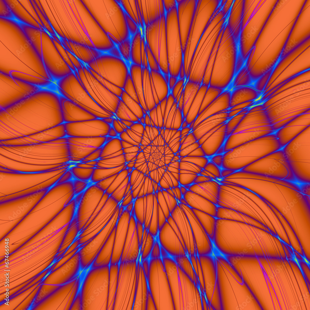 Obraz premium Blue Line Spiral on Orange