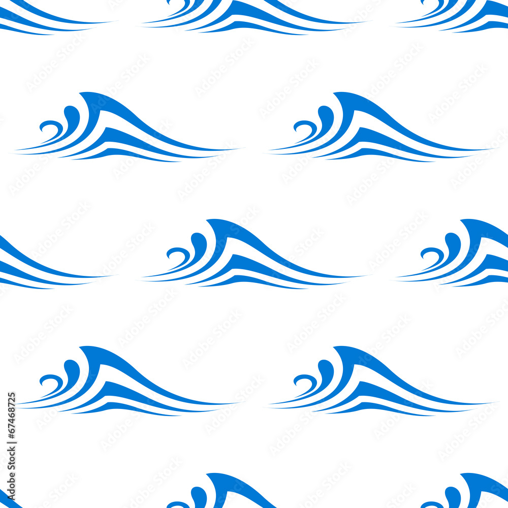 Stylized curling ocean waves seamless pattern Stylized curling ocean waves seamless pattern