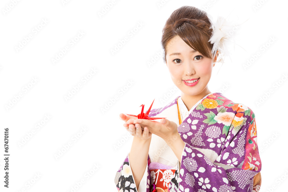 japanese kimono woman on white background japanese kimono woman on white background