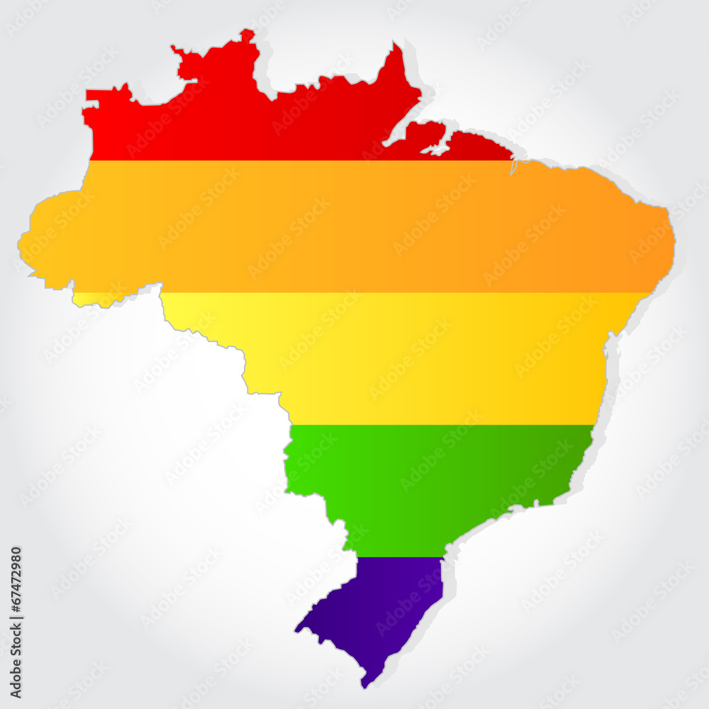 Rainbow flag in contour of Brazil Rainbow flag in contour of Brazil