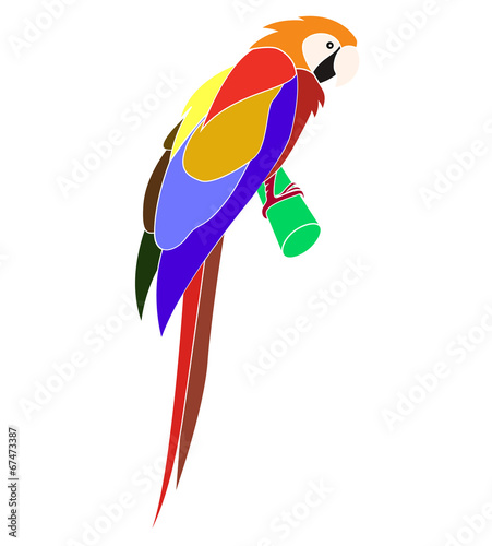 Cartoon animal - parrot - flat coloring style