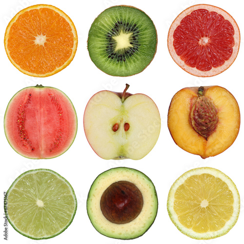 Fototapeta Naklejka Na Ścianę i Meble -  Collage mit gesunden Früchten und Obst