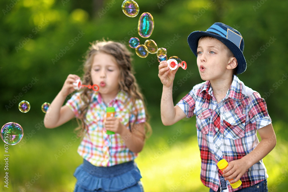 Portrait of a boy and girl in summer Portrait of a boy and girl in summer