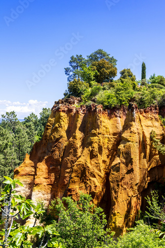ochre cliffs near Roussillon, Provence, France