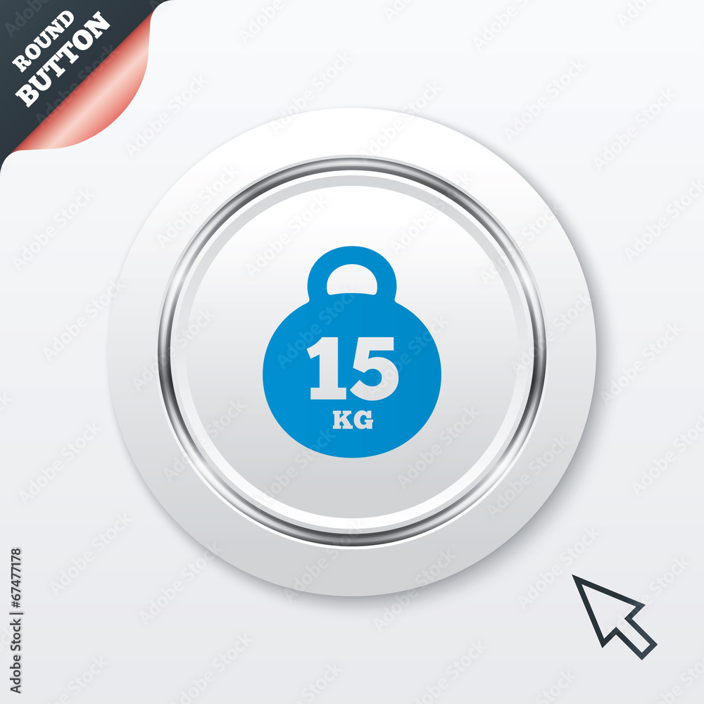 Weight sign icon. 15 kilogram (kg). Sport symbol Weight sign icon. 15 kilogram (kg). Sport symbol