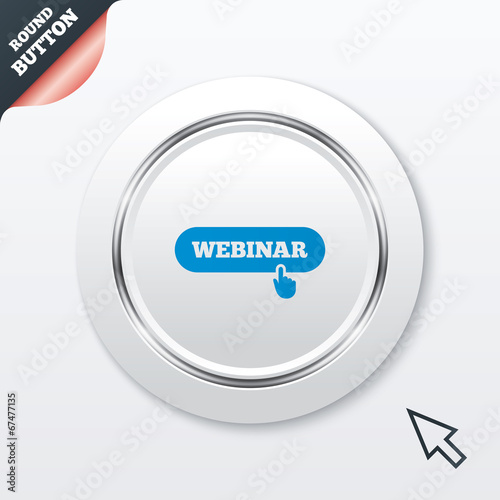 Webinar with hand pointer sign icon. Web study