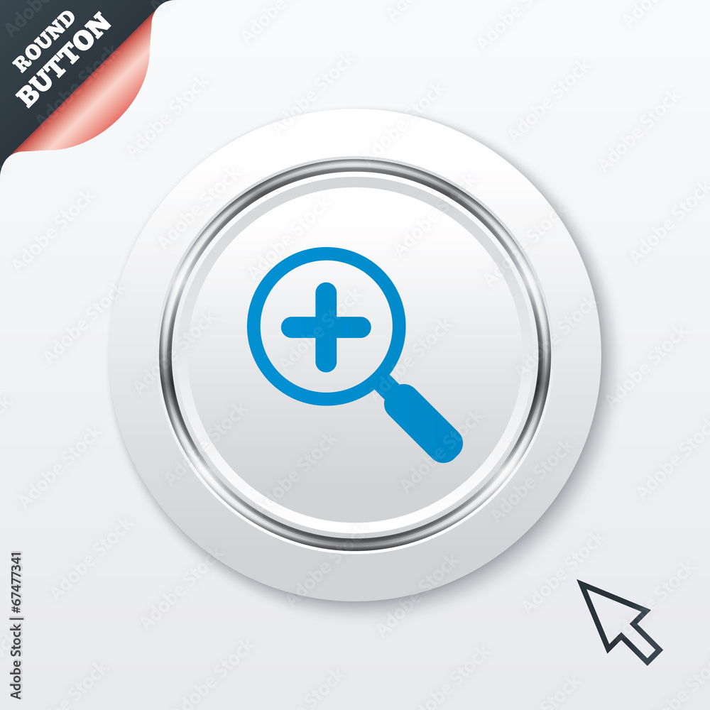 Magnifier glass sign icon. Zoom tool. Navigation Magnifier glass sign icon. Zoom tool. Navigation