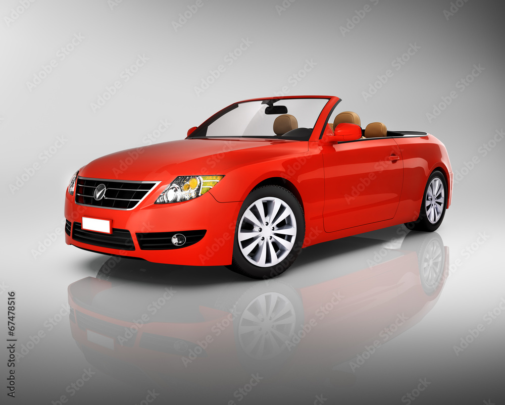 Three-Dimensional Red Convertible Car