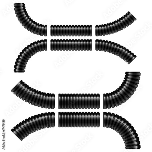 vector black corrugated flexible tubes photo
