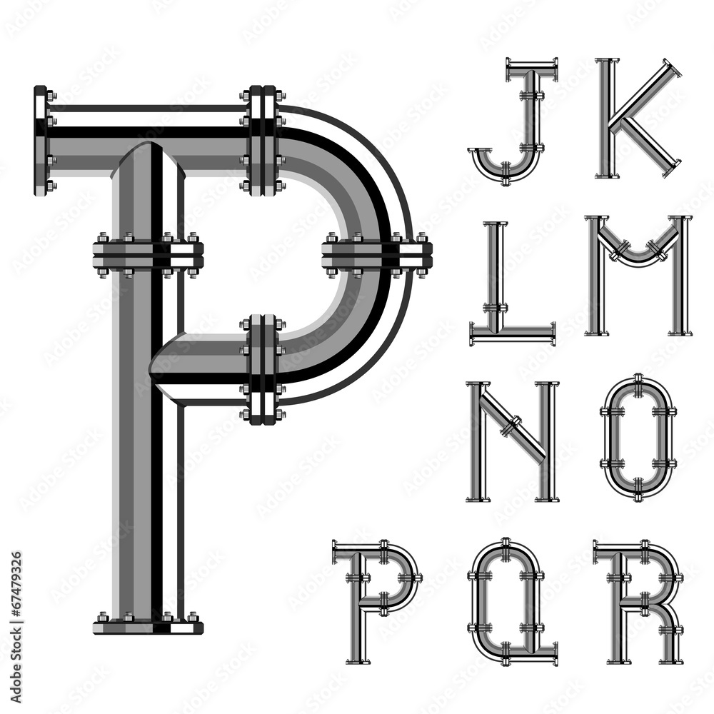 vector chrome pipe alphabet letters part 2 vector chrome pipe alphabet letters part 2