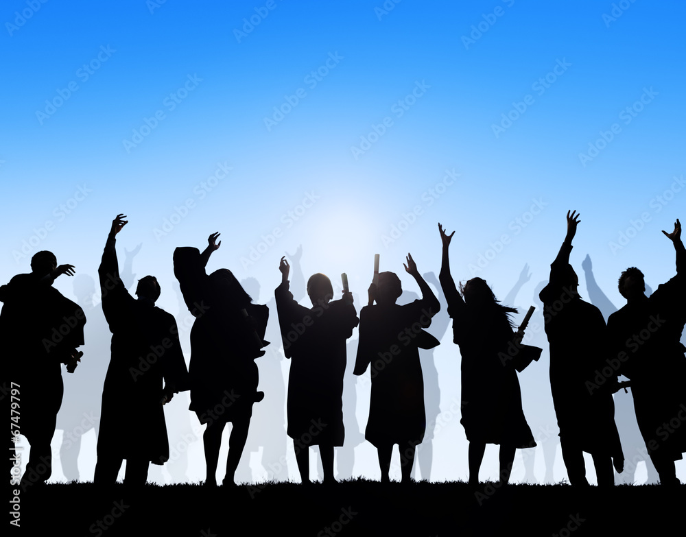 Silhouettes of Students and Graduation Concepts Silhouettes of Students and Graduation Concepts