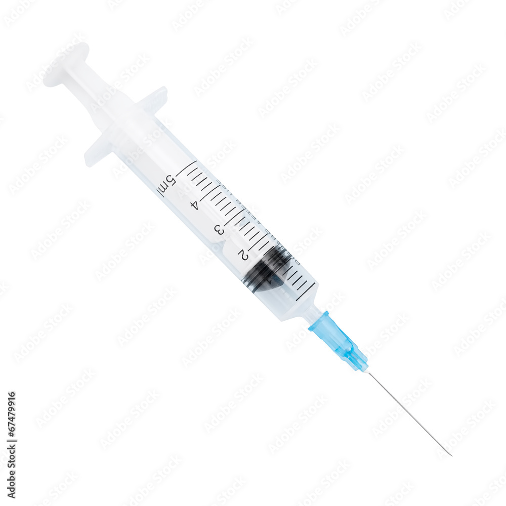 Medical plastic diposable syringe on white. Unbranded. Medical plastic diposable syringe on white. Unbranded.