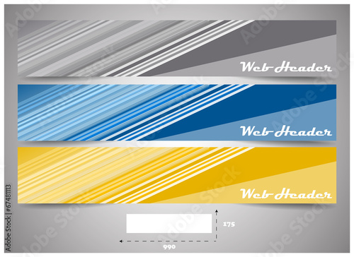 Web headers with precise dimension, set of vector banners 