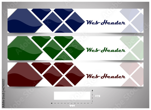 Web headers with precise dimension, set of vector banners 