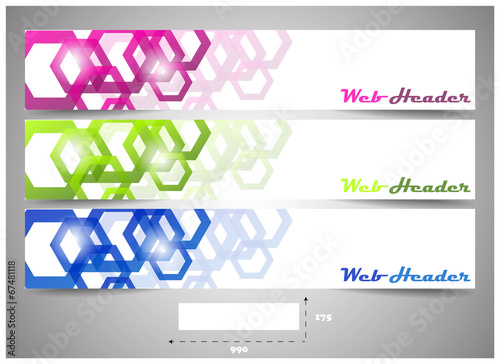 Web headers with precise dimension, set of vector banners 
