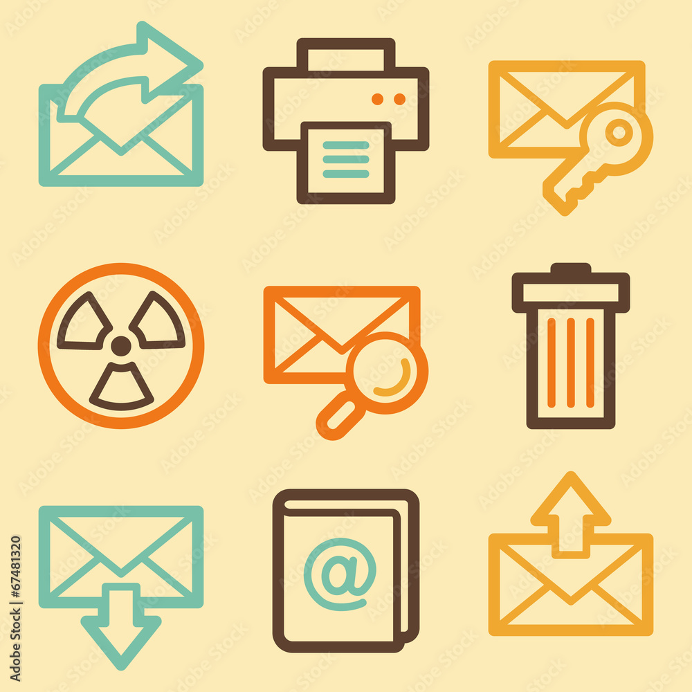 E-mail web icons set in retro style E-mail web icons set in retro style