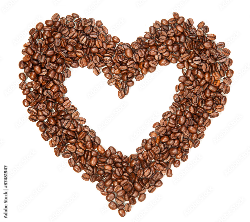 Coffee beans in a shape of hearth Coffee beans in a shape of hearth