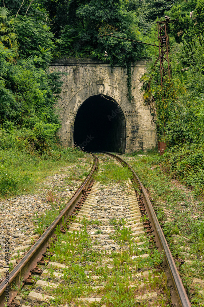 Naklejka premium Opuszczony tunel kolejowy