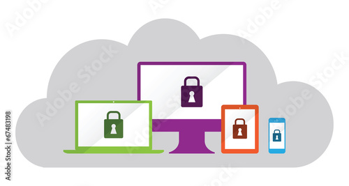 locked technology cloud background