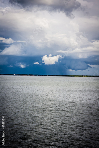 on the way to Saaremaa by ferry. View on baltic sea.