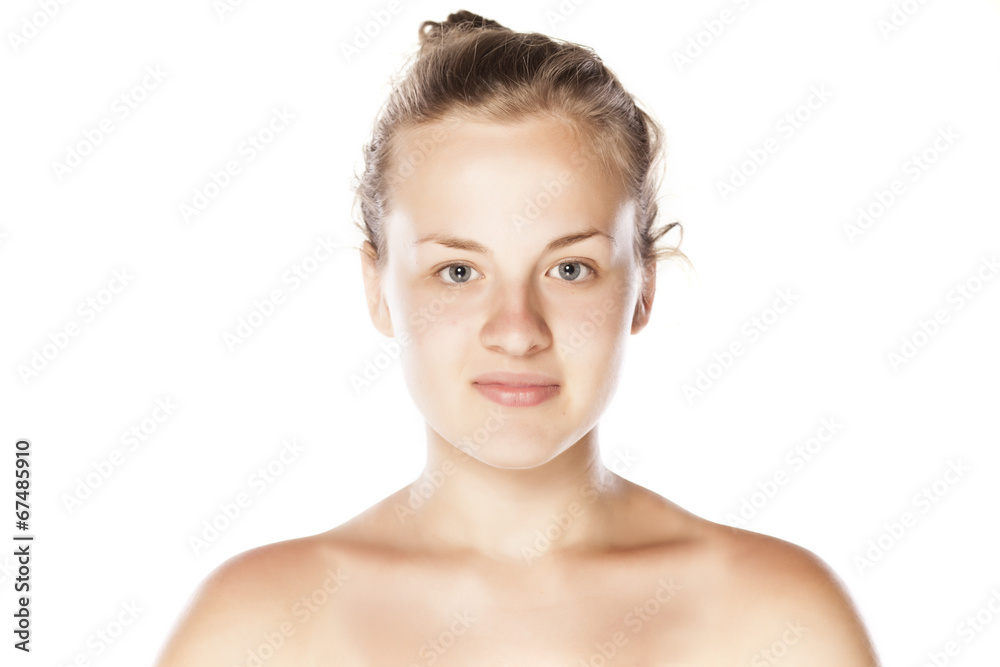 young smiling woman without make up young smiling woman without make up
