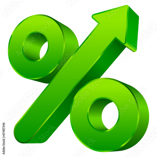Percent Sign Arrow Up Green