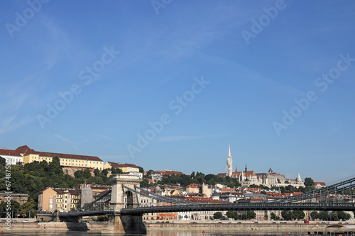 chain bridge and fisherman bastion Budapest cityscape