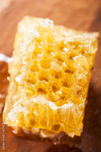 honeycomb on wooden background