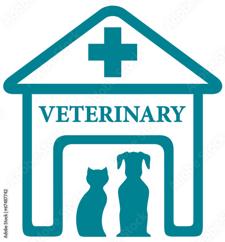 veterinary icon with home and pets