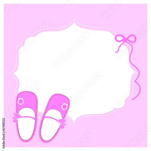 Baby greeting card with lilac shoes