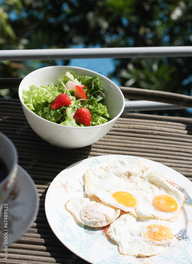 Fried egg and Salad