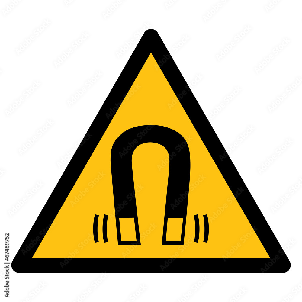 Warning sign, Warning for magnetic field